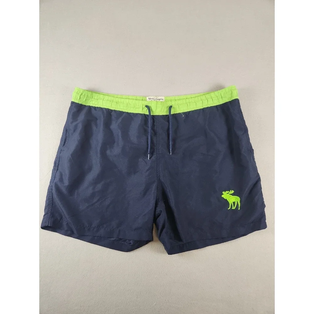 Abercrombie & Fitch Board Shorts Mens 2XL Blue Swim Trunks Drawstring Pocket